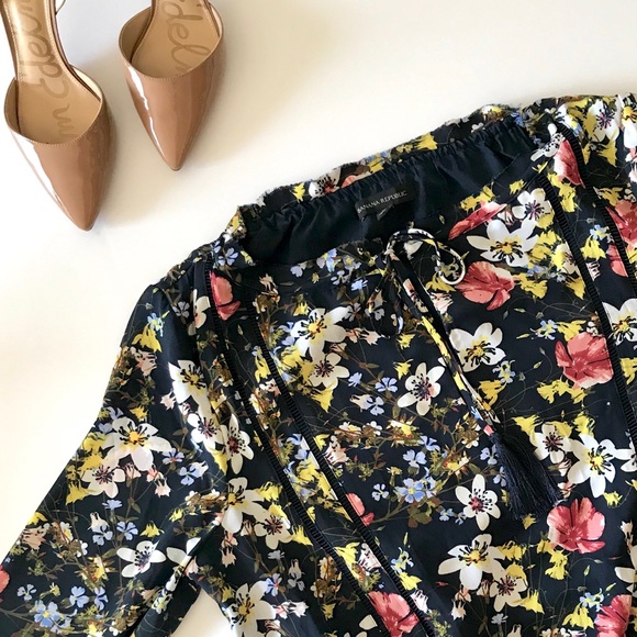 Banana Republic Navy Floral Chiffon Dress (EUC) - Picture 2 of 6